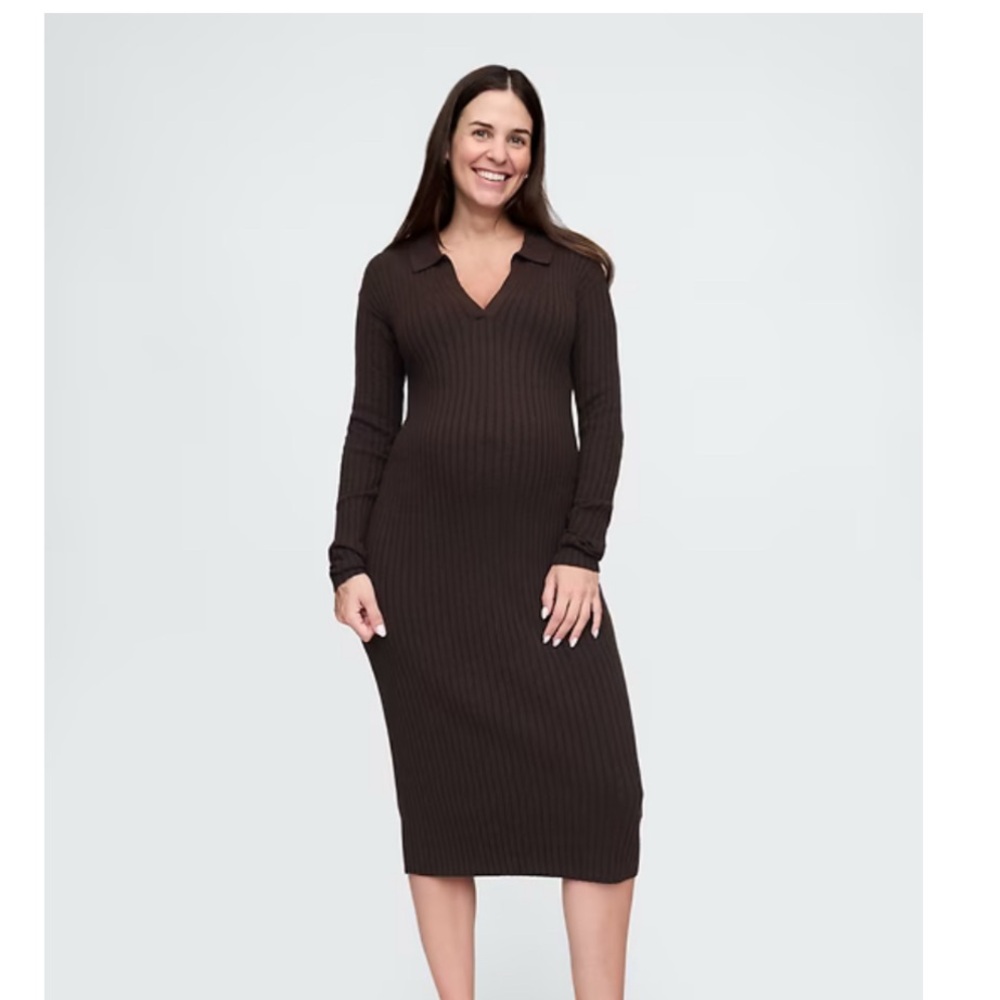 Maternity chocolate brown sweater dress